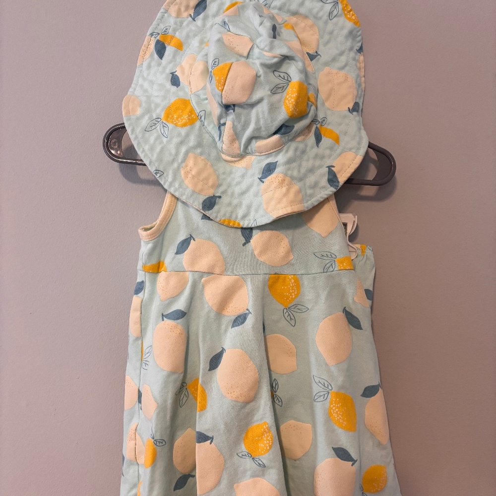 Gerber Lemon Sun Dress - Size 12 Months - Hat + Shorts